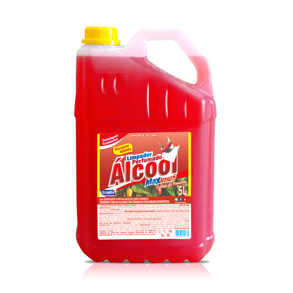 Maximus Limpador com Álcool – Limpeza Rápida, Aroma Inconfundível! Folhas de Pimenta 5L